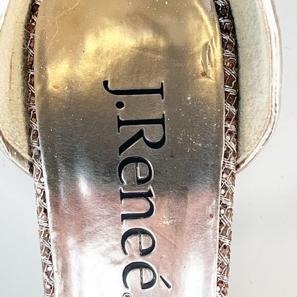 J Renee Brianna d'Orsay Silver Bronze Fabric Jeweled Stiletto Heels Shoes 7 - Picture 11 of 14
